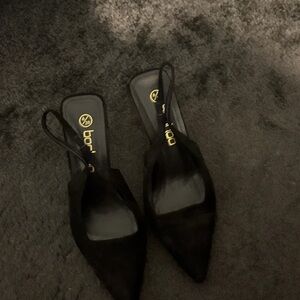 BCBG Black Pointed Toe Slingback Heels